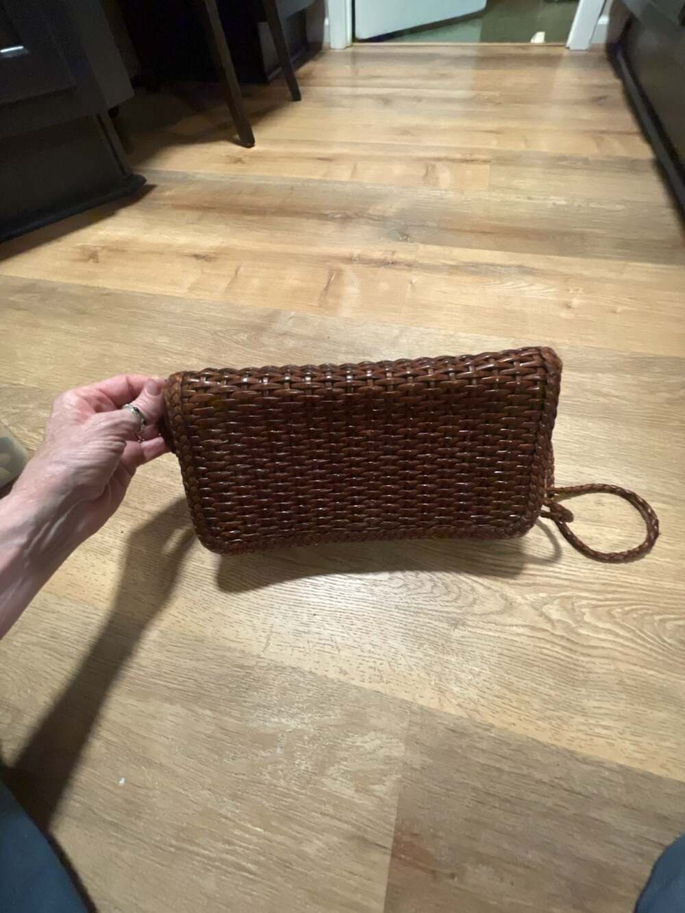 Cem Vintage Brown Woven Leather Shoulder Bag